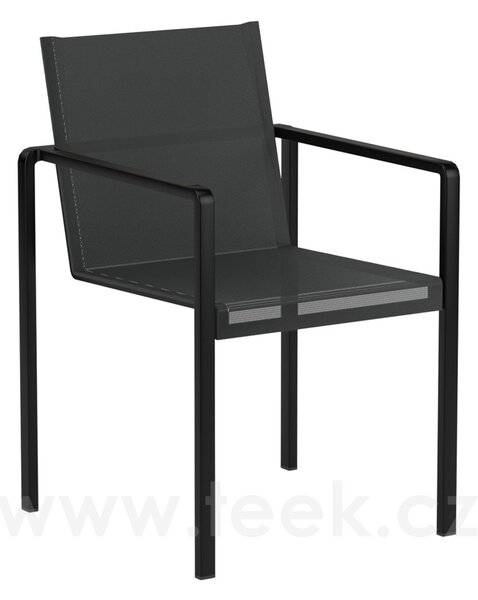 Royal Botania Jídelní křeslo stohovatelné Alura, Royal Botania, rám hliník anthracite, výplet Batyline black, područky teak