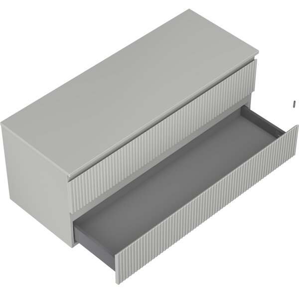 Mexen Rivel, koupelnová skříňka 120 cm s pracovní deskou, 2 zásuvky, drážkovaná, matná šedá, 91A20-12047-2-BFFC62