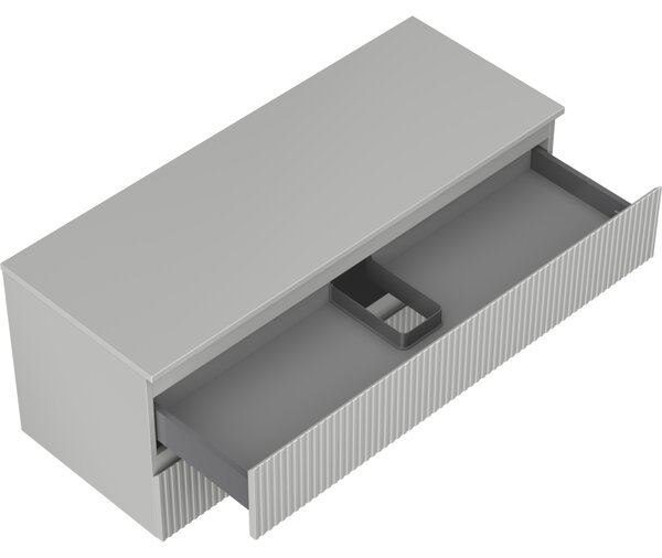 Mexen Rivel, koupelnová skříňka 120 cm s pracovní deskou, 2 zásuvky, drážkovaná, matná šedá, 91A20-12047-2-BFFC62