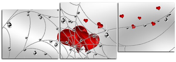 Obraz na plátně - Srdce v stříbrné pavučině - panoráma 578D (90x30 cm)
