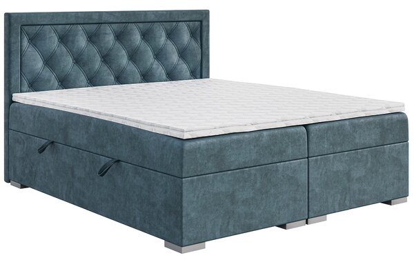 Kontinentální postel 140 cm Maximilian (džínová modrá) (s matrací a úl. prostorem). 1043414