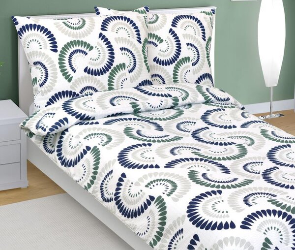 BELLATEX Krepové povlečení Modrá, Zelená 140x200 cm. 70x90 cm