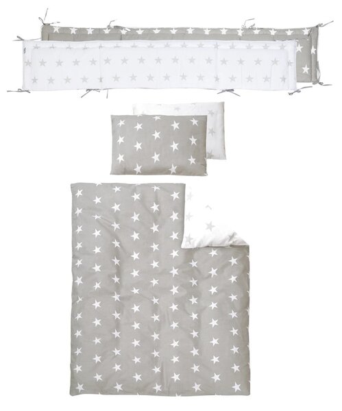 Bílá postýlka na kolečkách s nebesy 60x120 cm Little stars – Roba