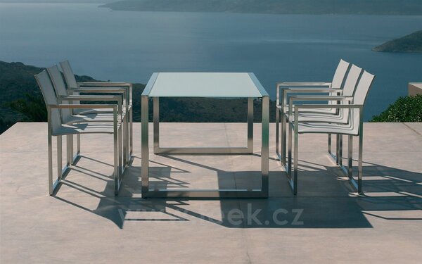 Royal Botania Jídelní stůl Ninix, Royal Botania, 200x90x75 cm, rám broušená ocel, deska teak