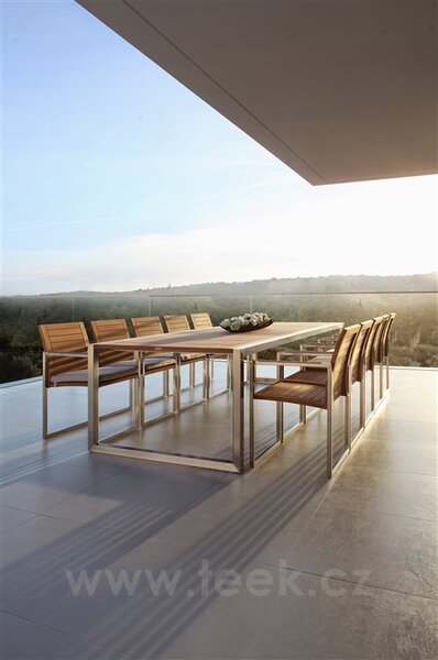 Royal Botania Jídelní stůl Ninix, Royal Botania, 200x90x75 cm, rám broušená ocel, deska teak