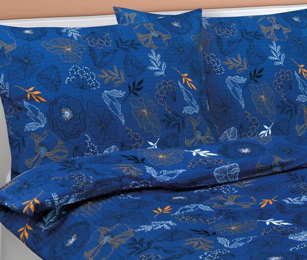 BELLATEX Krepové povlečení Modrá 140x200 cm. 70x90 cm