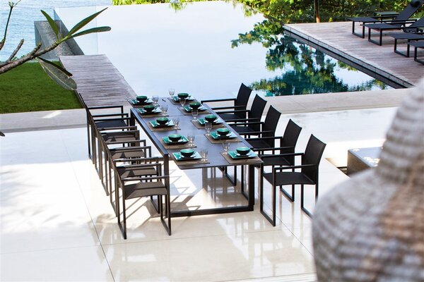 Royal Botania Jídelní stůl rozkládací Ninix, Royal Botania, 240-360x100x75 cm, rám ocel barva anthracite, deska teak