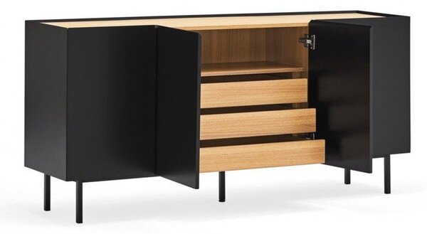 Černá nízká komoda v dekoru dubu 165x78 cm Arista – Teulat
