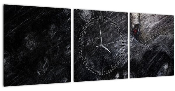 Obraz - Smutek a odříkání (s hodinami) (90x30 cm)