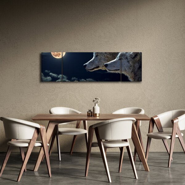 Obraz vlků vyjících na měsíc (170x50 cm)