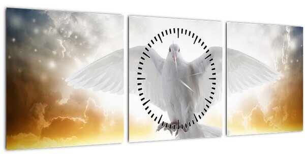 Obraz holubice (s hodinami) (90x30 cm)