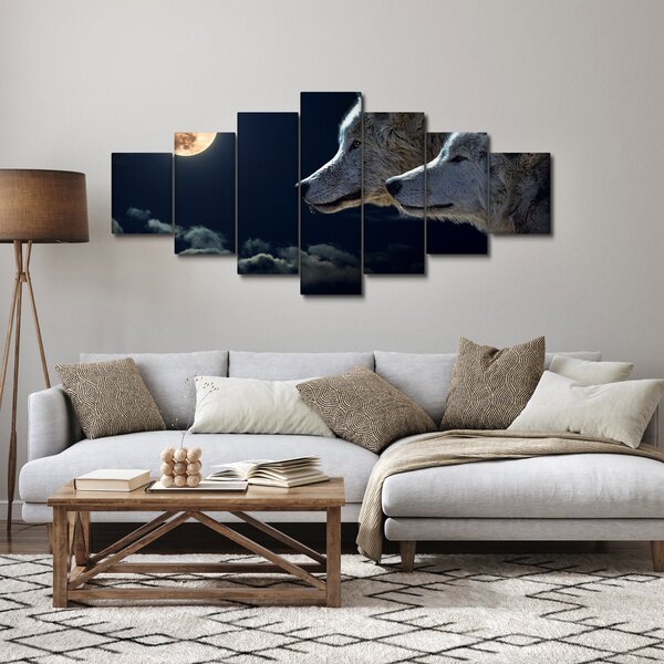 Obraz vlků vyjících na měsíc (210x100 cm)