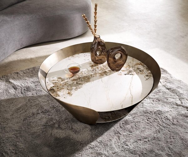 DELIFE Konferenční stolek Skafi 100x40 cm keramika Minas Melange metalická zlatá