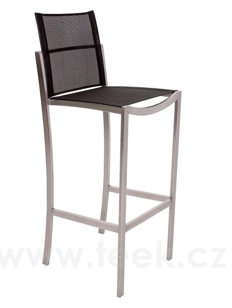 Royal Botania Barová židle O-Zon, Royal Botania, 42x53x112 cm, rám broušená ocel, výplet Batyline black