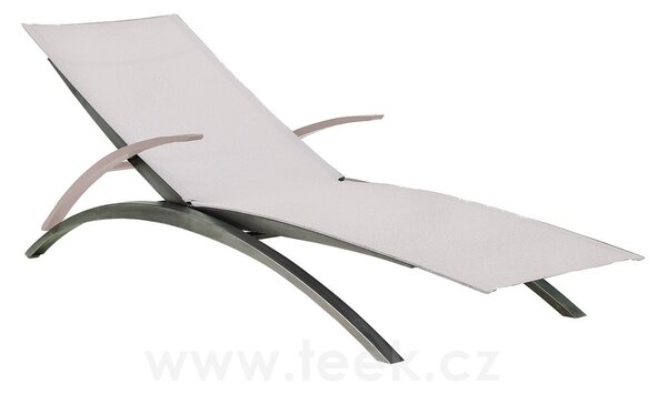 Royal Botania Polohovací lehátko O-Zon, Royal Botania, 205x74,5x27 cm, rám broušená ocel, výplet Batyline black