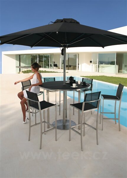 Royal Botania Barová židle O-Zon, Royal Botania, 42x53x112 cm, rám broušená ocel, výplet Batyline black