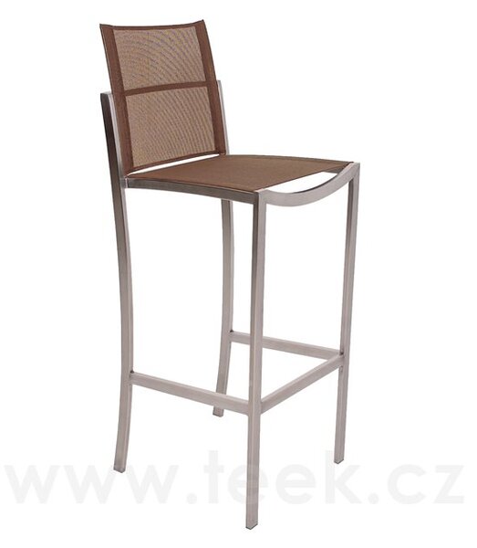 Royal Botania Barová židle O-Zon, Royal Botania, 42x53x112 cm, rám broušená ocel, výplet Batyline black