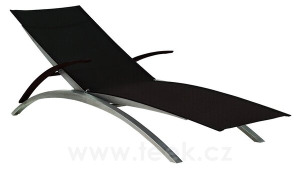 Royal Botania Polohovací lehátko O-Zon, Royal Botania, 205x74,5x27 cm, rám broušená ocel, výplet Batyline black