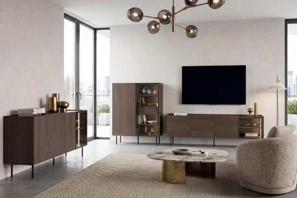 Moderní TV stolek Dunari 220 cm s kovovými nohami - dub dunin