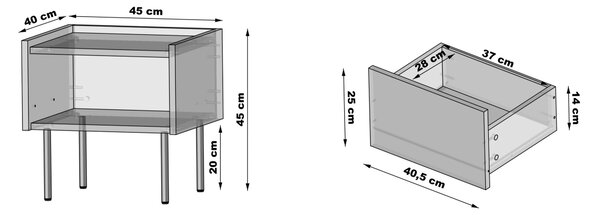Noční stolek Dunari se zásuvkou 45 cm - dub dunin