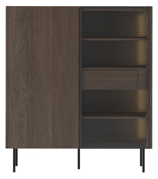 Moderní vitrína Dunari 120 cm dvoudveřová s ukrytými zásuvkami - dub dunin