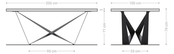 DELIFE Jídelní stůl Edge Boot 200x100x2,5-3 dub přírodní Spider plochá ocel černá švýcarská hrana