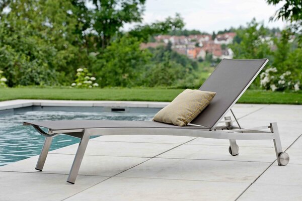 Stern Nerezové lehátko Allround, Stern, 200x71x38 cm, rám nerez, výplet textilen stříbrnočerný (silver grey)