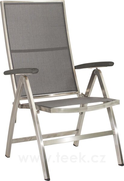 Stern Nerezové polohovací jídelní křeslo Cardiff, Stern, 60,5x69x110 cm, rám nerez, výplet textilen stříbrnočerný (silver grey), Područky šedočerné (anthracite)