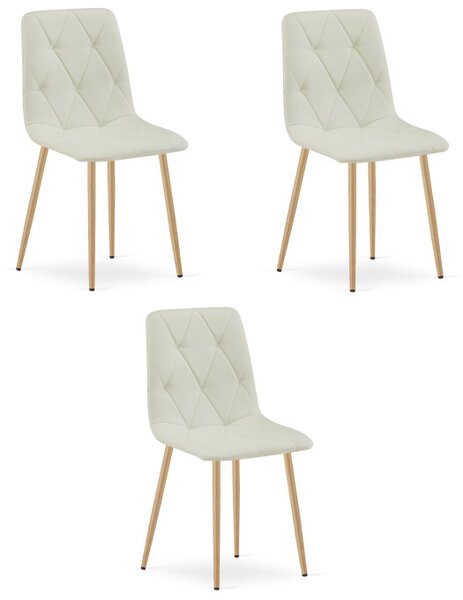 Set tří jídelních židlí LIBRA béžové / hnědé nohy (3 ks)