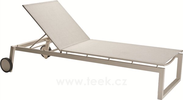 Stern Polohovací stohovatelné lehátko s kolečky Robin, Stern, 215x92x39 cm, rám lakovaný hliník šedý (graphite), výplet textilen stříbrnočerný (silver grey)