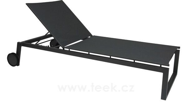 Stern Polohovací stohovatelné lehátko s kolečky Robin, Stern, 215x92x39 cm, rám lakovaný hliník šedý (graphite), výplet textilen stříbrnočerný (silver grey)