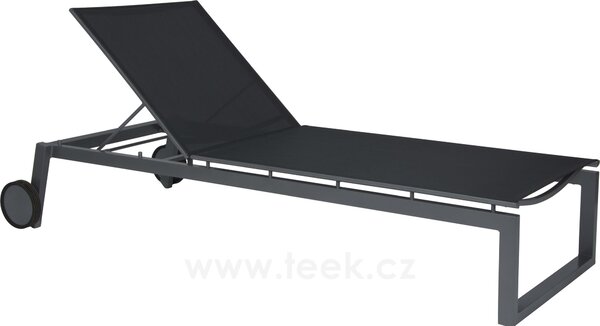 Stern Polohovací stohovatelné lehátko s kolečky Robin, Stern, 215x92x39 cm, rám lakovaný hliník šedý (graphite), výplet textilen stříbrnočerný (silver grey)