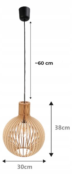 BERGE Stropní svítidlo dřevěná KOULE - 1xE27