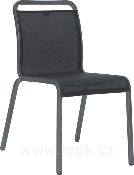 Stern Stohovatelná jídelní židle Oskar, Stern, 54x64x87 cm, rám lakovaný hliník černý (black matt), výplet textilen linen grey
