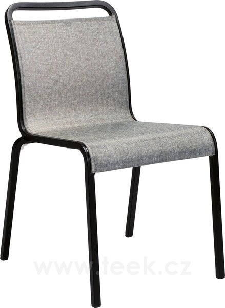 Stern Stohovatelná jídelní židle Oskar, Stern, 54x64x87 cm, rám lakovaný hliník černý (black matt), výplet textilen linen grey