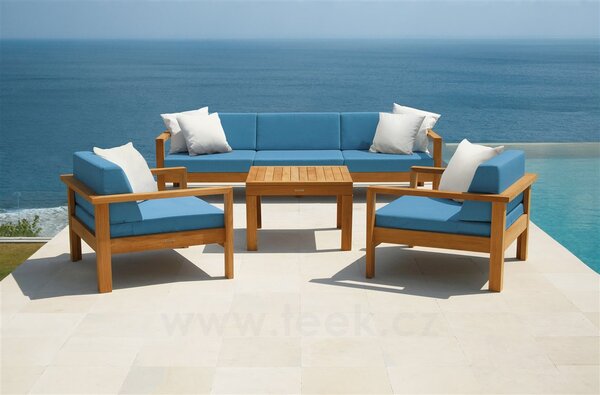 Barlow Tyrie Teaková 3-místná pohovka Linear, Barlow Tyrie, 264x89x74 cm, rám teak, venkovní látka Sunbrella Standard barva dle vzorníku