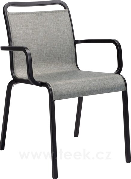 Stern Stohovatelné jídelní křeslo Oskar, Stern, 58x64x87 cm, rám lakovaný hliník černý (black matt), výplet textilen linen grey