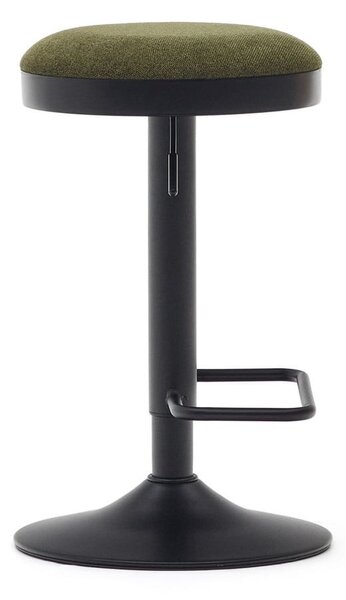 Tmavě zelené čalouněné barové stoličky v sadě 2 ks s nastavitelnou výškou (výška sedáku 53,5 cm) Zaib – Kave Home