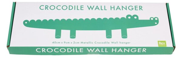 Zelený kovový nástěnný dětský věšák Crocodile – Rex London