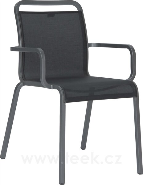 Stern Stohovatelné jídelní křeslo Oskar, Stern, 58x64x87 cm, rám lakovaný hliník černý (black matt), výplet textilen linen grey