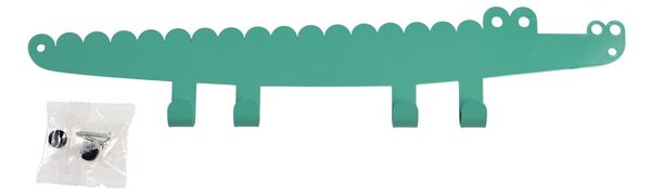 Zelený kovový nástěnný dětský věšák Crocodile – Rex London