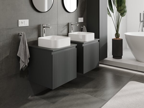 Mexen Rivel, koupelnová skříňka 50 cm, 1 zásuvka, drážkovaná, grafitová matná, 91A20-05047-1-BF66