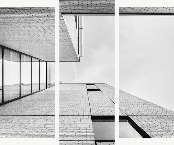 Geometrie moderní architektury – Třídílný obraz B, 120 × 100 cm