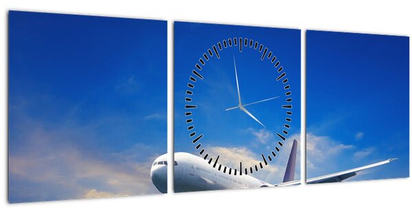 Obraz letadla (s hodinami) (90x30 cm)