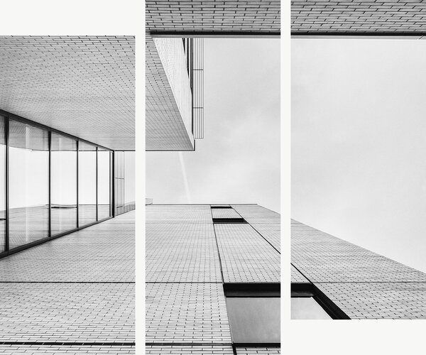 Geometrie moderní architektury – Třídílný obraz C, 120 × 100 cm