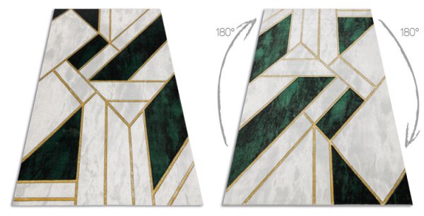 Koberec EMERALD exkluzivní 1015 glamour, styl marmur, geometrický lahvově zelený/zlatý