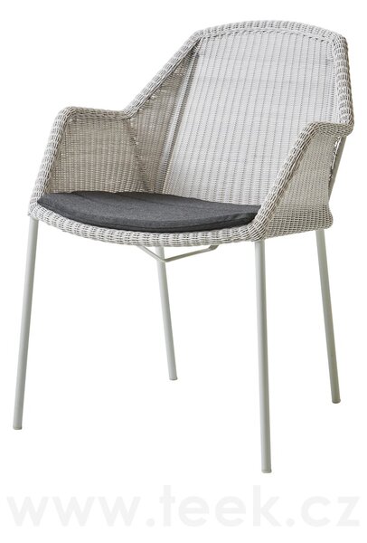 Cane-line Stohovatelné jídelní křeslo Breeze, Cane-line, 60x62x83 cm, rám kov barva white grey, výplet umělý ratan barva white grey