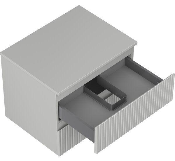 Mexen Rivel, koupelnová skříňka 60 cm s pracovní deskou, 2 zásuvky, drážkovaná, matná šedá, 91A20-06047-2-BFFC62