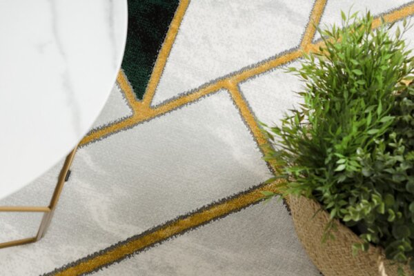 Koberec EMERALD exkluzivní 1015 glamour, styl marmur, geometrický lahvově zelený/zlatý