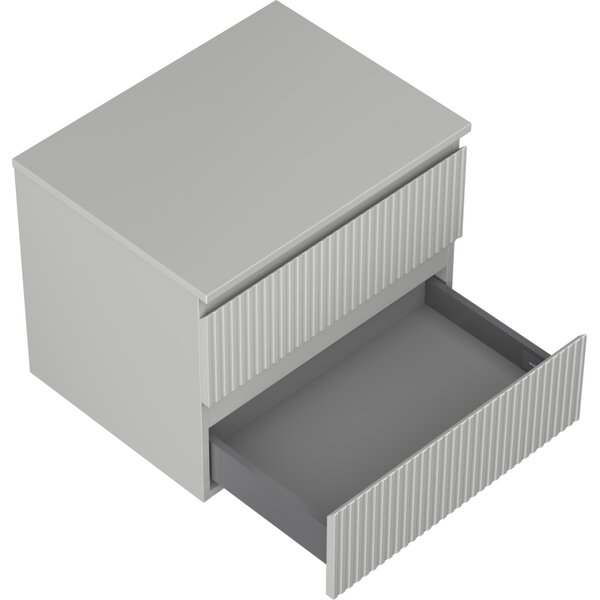 Mexen Rivel, koupelnová skříňka 60 cm s pracovní deskou, 2 zásuvky, drážkovaná, matná šedá, 91A20-06047-2-BFFC62